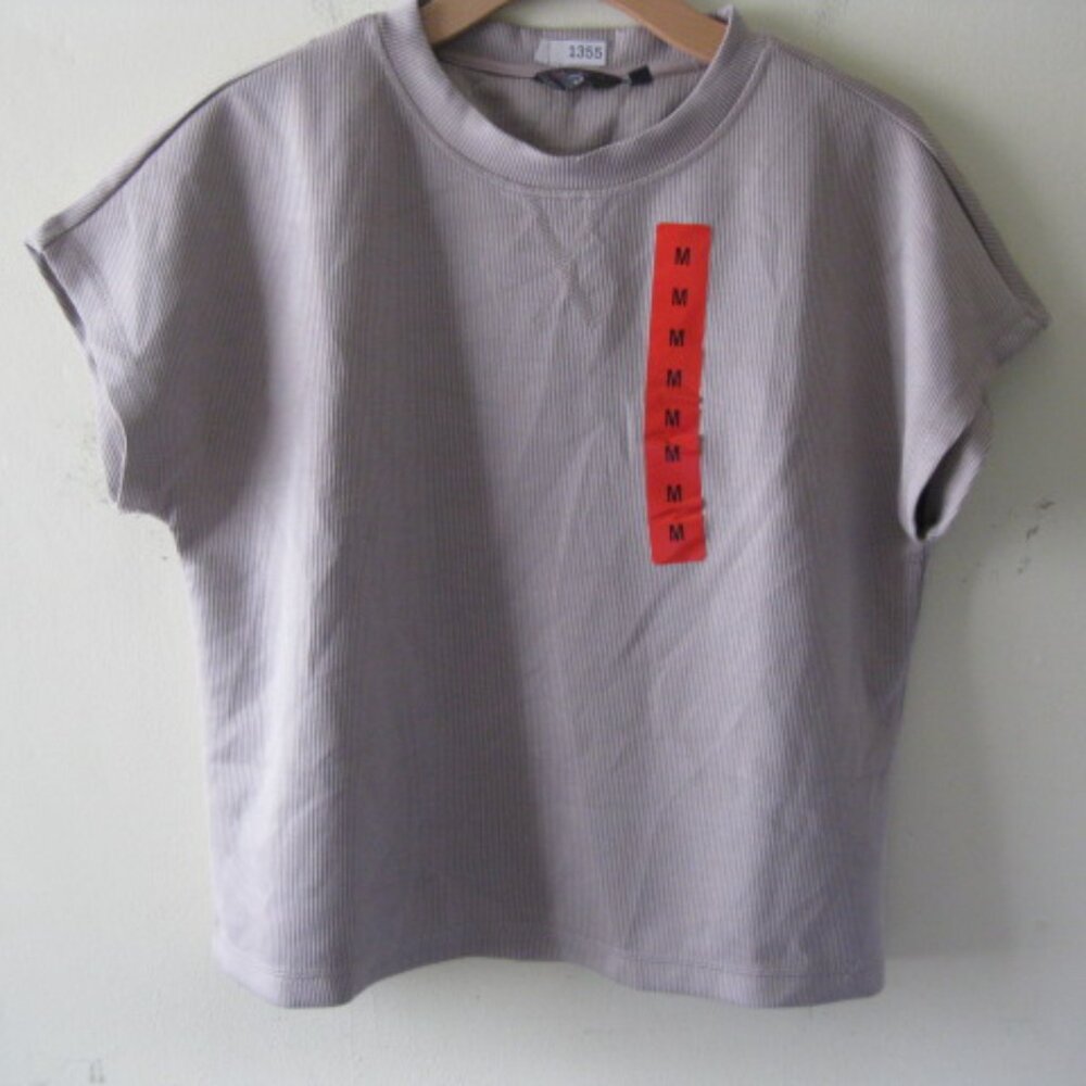 Danskin Ladies' Scuba Ribbed Tee , size: M, Color:  Taupe (1355)